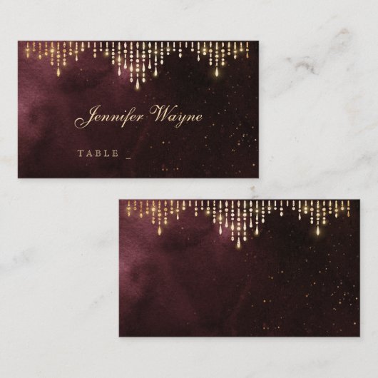 Glamour Deco Bourgondië Vintage trouwkaarten Plaatskaartje (Voorkant / Achterkant)