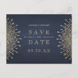 Glamour Deco Navy Blue  Save the Date Aankondigingskaart