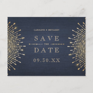Glamour Deco Navy Blue  Save the Date Aankondigingskaart