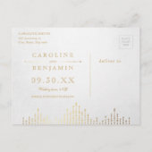 Glamour Deco Navy Blue  Save the Date Aankondigingskaart (Achterkant)
