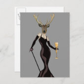 Glamour Deer in Black 3 Briefkaart (Voorkant / Achterkant)