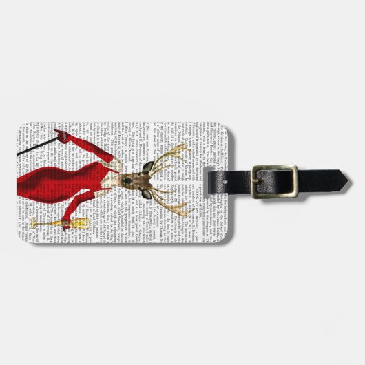 Glamour Deer in het rood Bagagelabel (Voorkant horizontaal)