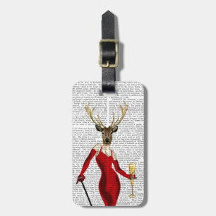 Glamour Deer in het rood Bagagelabel