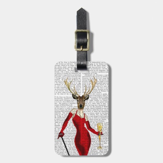 Glamour Deer in het rood Bagagelabel (Voorkant verticaal)
