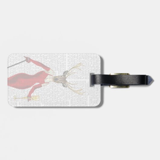 Glamour Deer in het rood Bagagelabel (Achterkant horizontaal)