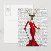 Glamour Deer in het rood Briefkaart (Voorkant / Achterkant)
