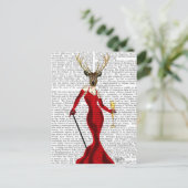 Glamour Deer in het rood Briefkaart (Staand voorkant)