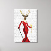Glamour Deer in het rood Canvas Afdruk (Voorkant)