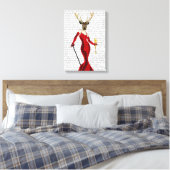 Glamour Deer in het rood Canvas Afdruk (Insitu (Slaapkamer))