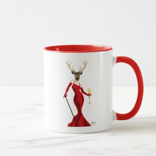 Glamour Deer in het rood Mok (Rechts)