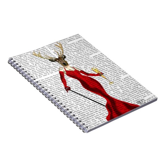 Glamour Deer in het rood Notitieboek (Rechterzijde)