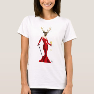 Glamour Deer in het rood T-shirt