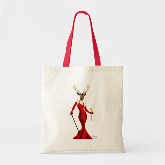 Glamour Deer in het rood Tote Bag (Voorkant)