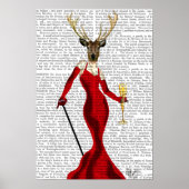 Glamour Deer in Red 2 Poster (Voorkant)