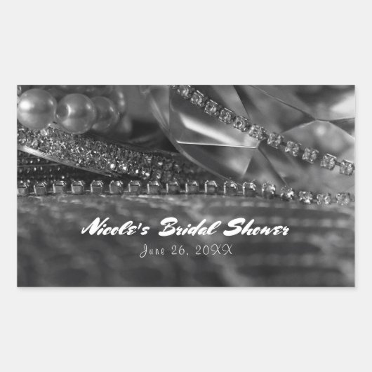  Glamour Diamonds & Pearls Elegante gunst Rechthoekige Sticker (Voorkant)