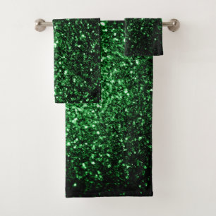 Glamour donkergroene glitters glinsteren bad handdoek