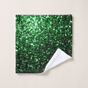 Glamour donkergroene glitters glinsteren washandje