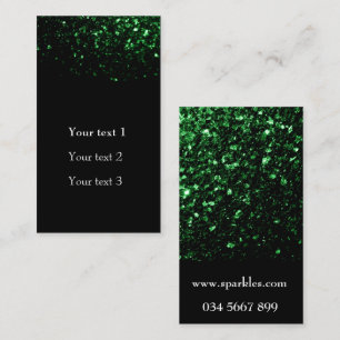 Glamour donkergroene glitters glinsteren zwart visitekaartje
