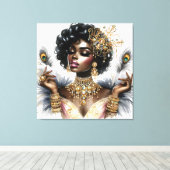 Glamour en Grace: De juweelstudentendame in vrede Canvas Afdruk (Insitu (Houten vloer))