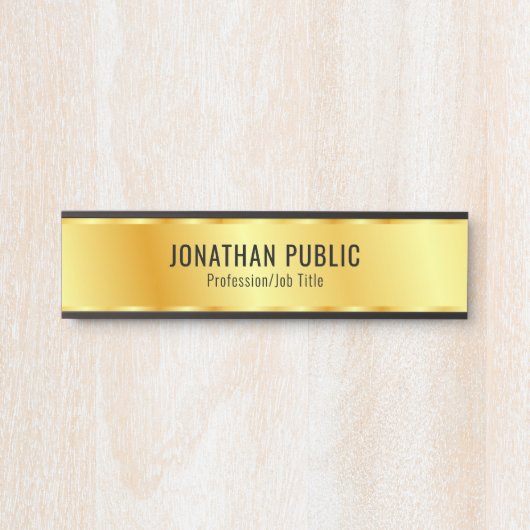 Glamour Faux Gold Metallic look Moderne Sjabloon Deurbordje (Voorkant)