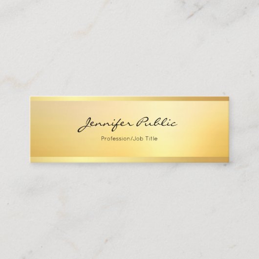 Glamour Faux Gold Modern Minimalistisch Elegant Mini Visitekaartje (Voorkant)