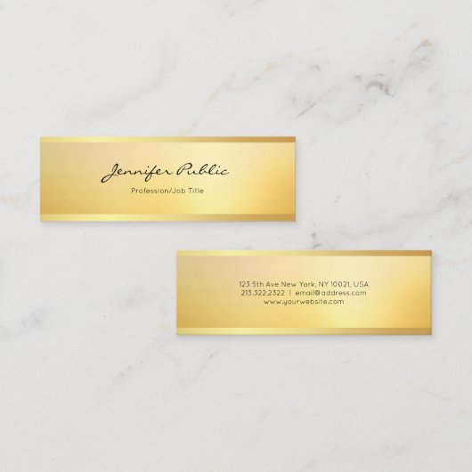 Glamour Faux Gold Modern Minimalistisch Elegant Mini Visitekaartje (Voorkant / Achterkant)