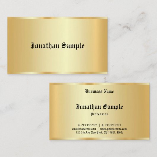 Glamour Faux Gold Sjabloon - Oude tekst Visitekaartje (Voorkant / Achterkant)