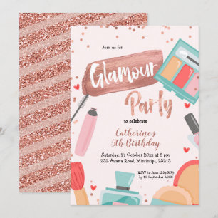 Glamour feest roze gouden verjaardagsuitnodiging kaart