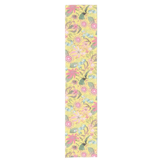 Glamour Floral Yellow Korte Tafelloper (Voorkant)