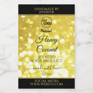 Glamour Geel Gouden Glitter Logo Productlabels Voedselcontainer Etiket