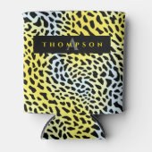 Glamour Geel Safari Jaguar Print Patroon Monogram Blikjeskoeler (Voorkant)