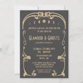 Glamour & Geesten Art Deco Goud & Zwart Halloween Kaart (Voorkant)