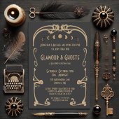Glamour & Geesten Art Deco Goud & Zwart Halloween Kaart