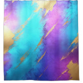 Glamour Gestoord Paars Turkoois Goud Douchegordijn (Voorkant)