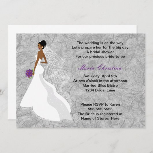 Glamour Girl Bruids Douche Uitnodiging 1 (c) (Voorkant / Achterkant)