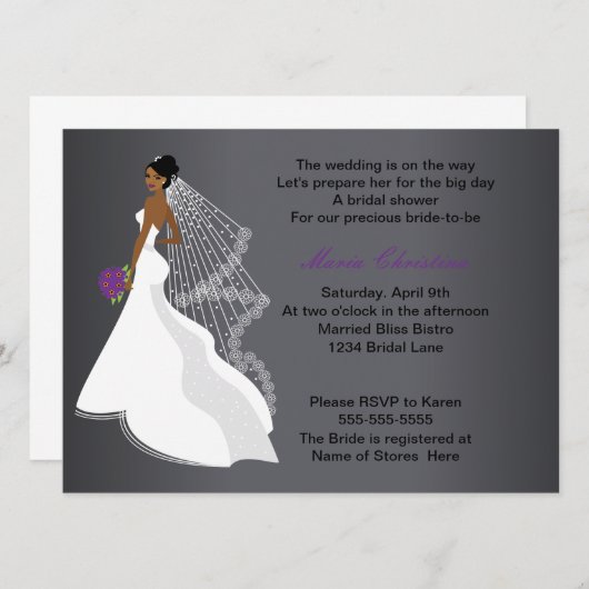 Glamour Girl Bruids Douche Uitnodiging 1 (c1) (Voorkant / Achterkant)