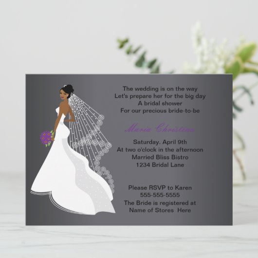 Glamour Girl Bruids Douche Uitnodiging 1 (c1) (Staand voorkant)