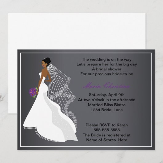 Glamour Girl Bruids Douche Uitnodiging 1 (c1a) (Voorkant / Achterkant)