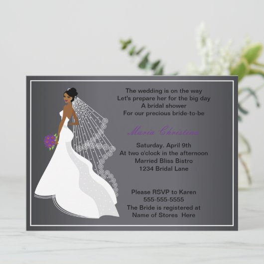 Glamour Girl Bruids Douche Uitnodiging 1 (c1a) (Staand voorkant)