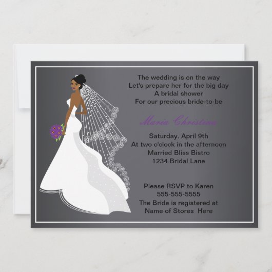 Glamour Girl Bruids Douche Uitnodiging 1 (c1a) (Voorkant)