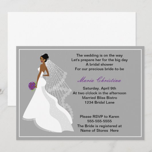 Glamour Girl Bruids Douche Uitnodiging 1 (c2a) (Voorkant / Achterkant)