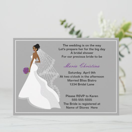 Glamour Girl Bruids Douche Uitnodiging 1 (c2a) (Staand voorkant)