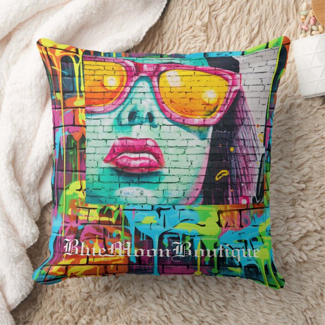 Glamour Girl Graffiti Ronde Kussen (Deken)