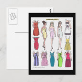 Glamour Girls Paper Doll Briefkaart (Voorkant / Achterkant)