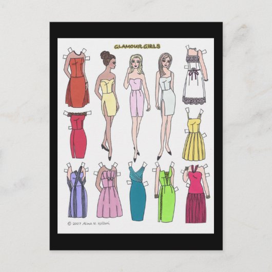 Glamour Girls Paper Doll Briefkaart (Voorkant)