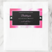 Glamour Girly Pink Black Brilliants Productlabel Rechthoekige Sticker (Tas)