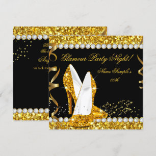 Glamour Glam Glitz Feest Nacht Gouden Hoge Hakken Kaart