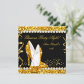 Glamour Glam Glitz Party Night Gold High Heels Kaart (Staand voorkant)