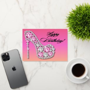 Glamour Glans Stiletto Verjaardag Folie Wenskaart