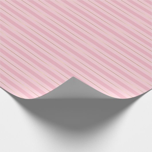Glamour glanzend chique ontwerp roze goud gestreep cadeaupapier (Hoek)